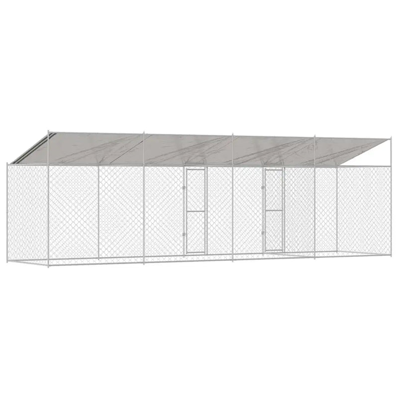 Dog Cage with Roof Silver 800 x 200 x 256 cm Steel and PE