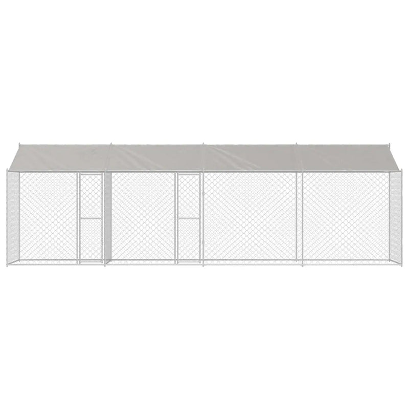 Dog Cage with Roof Silver 800 x 200 x 256 cm Steel and PE