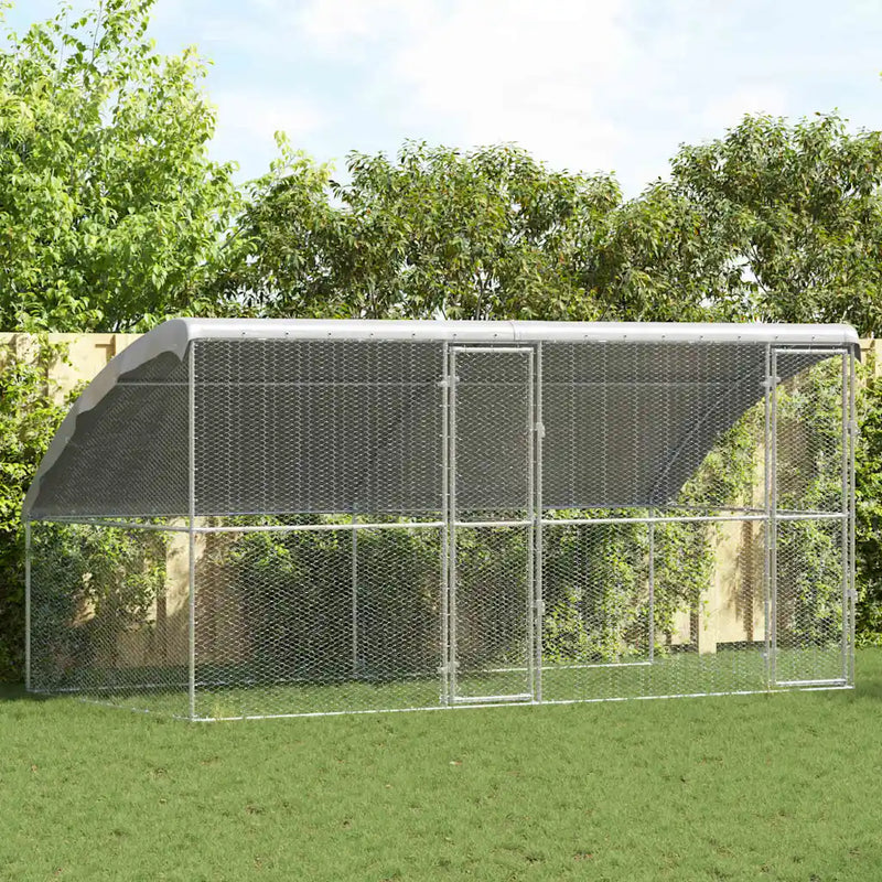 Chicken Cage 2 pcs Silver 400 x 200 x 200 cm Galvanised Steel