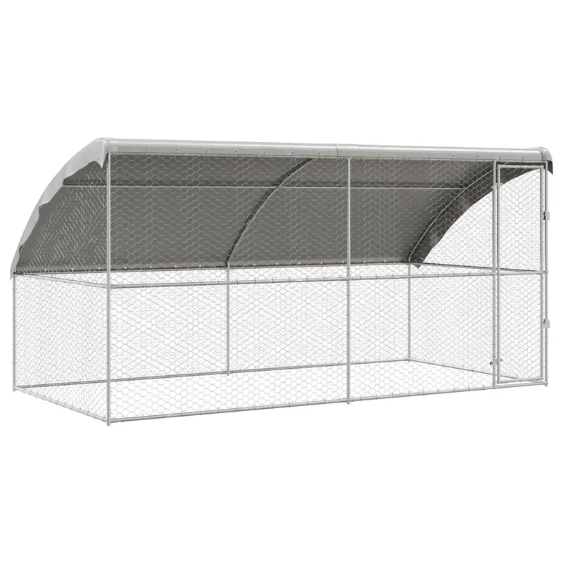 Dog Kennel 2 pcs Silver 4 x 2 x 2 m Galvanised steel