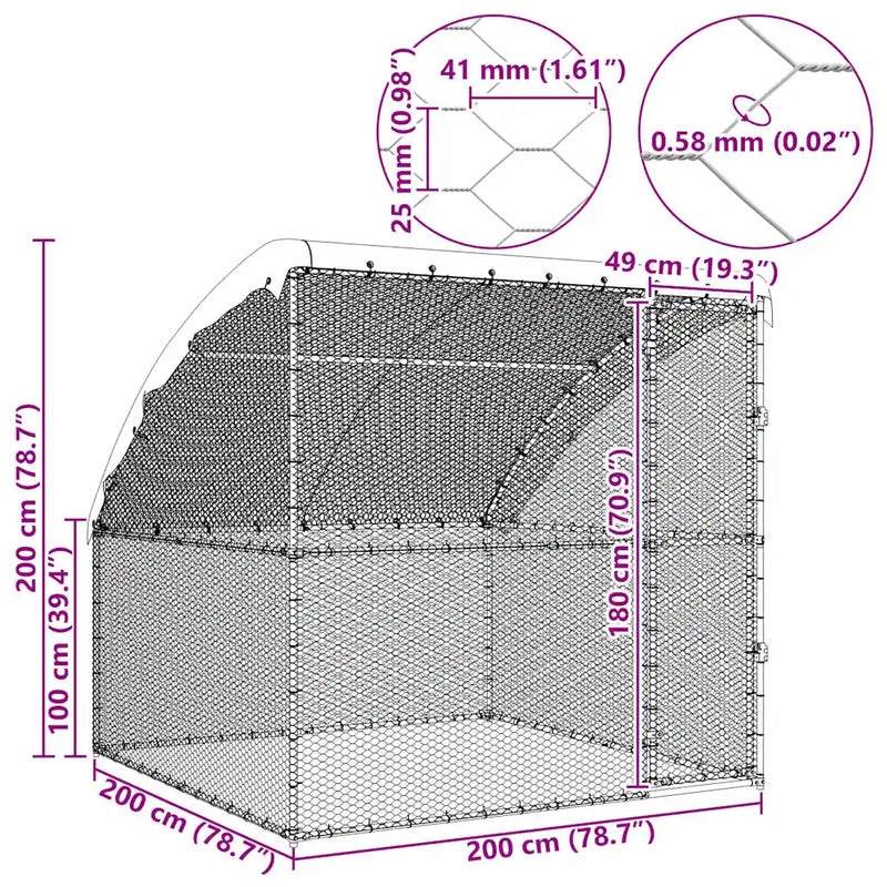 Chicken Cage Silver 2 x 2 x 2 m Galvanised Steel
