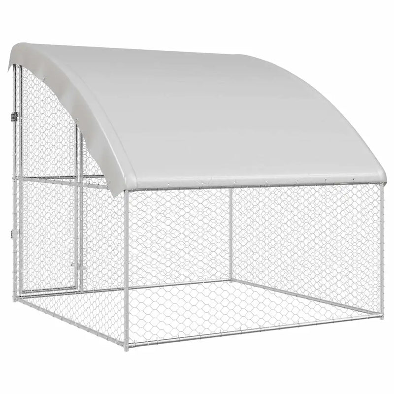 Dog Kennel with Storage Silver 2 x 2 x 2 m Galvanised steel