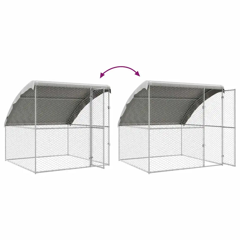 Dog Kennel with Storage Silver 2 x 2 x 2 m Galvanised steel