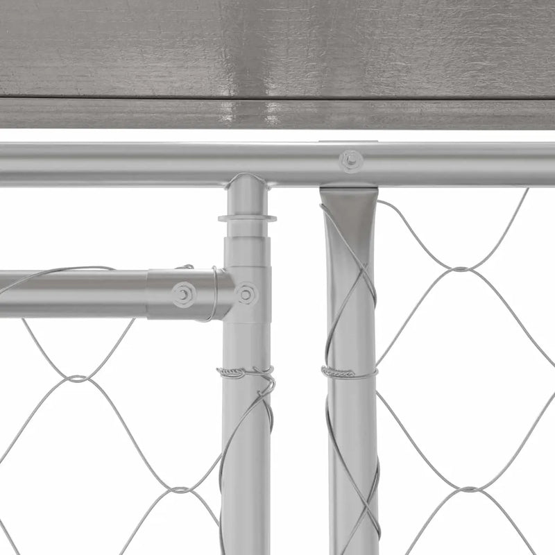 Dog Cage with Roof Silver 200 x 200 x 258 cm Steel and PE