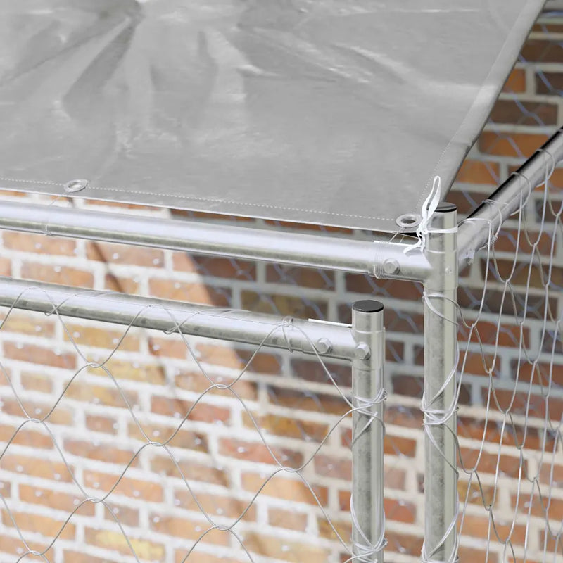Dog Cage with Roof Silver 200 x 200 x 258 cm Steel and PE