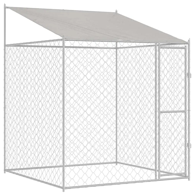 Dog Cage with Roof Silver 200 x 200 x 258 cm Steel and PE
