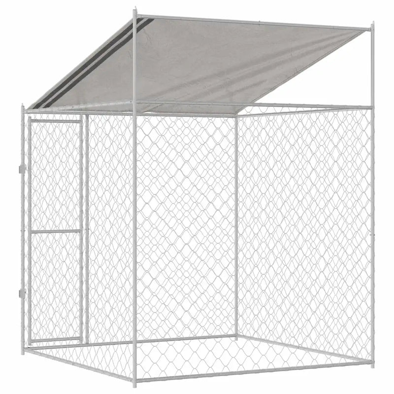 Dog Cage with Roof Silver 200 x 200 x 258 cm Steel and PE