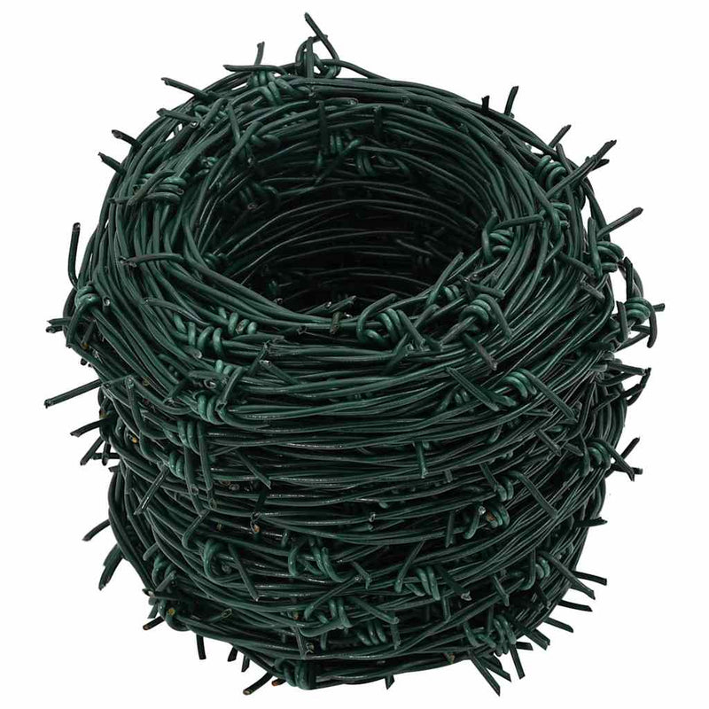 vidaXL Barbed Wire Green 100 m Hot-dip Galvanised Steel