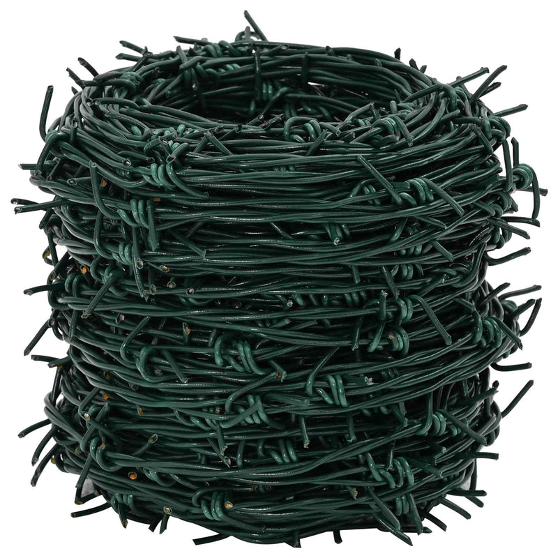 vidaXL Barbed Wire Green 100 m Hot-dip Galvanised Steel