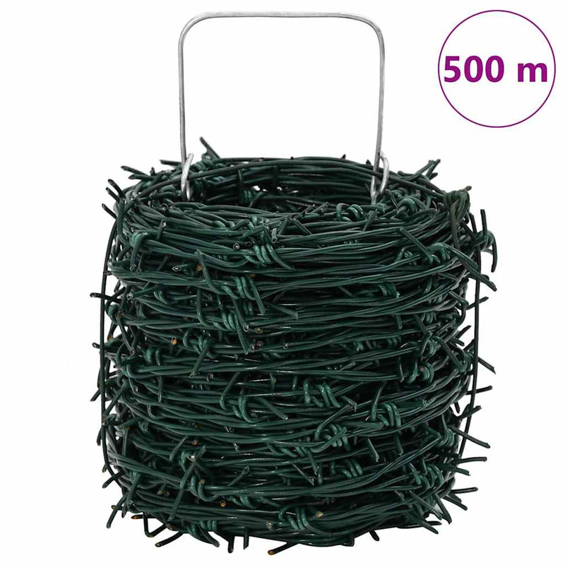 vidaXL Barbed Wire Green 100 m Hot-dip Galvanised Steel