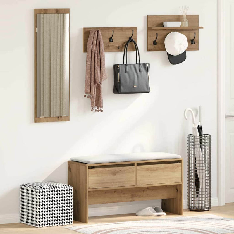 vidaXL Hallway Furniture Set 4 pcs Black oak 90 x 31 x 46.5 cm