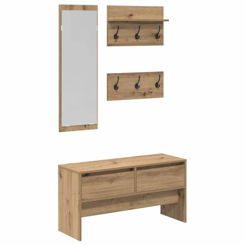 vidaXL Hallway Furniture Set 4 pcs Black oak 90 x 31 x 46.5 cm