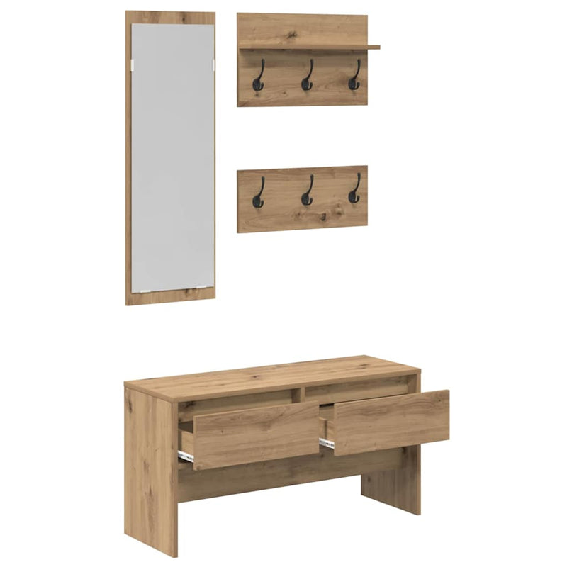 vidaXL Hallway Furniture Set 4 pcs Black oak 90 x 31 x 46.5 cm