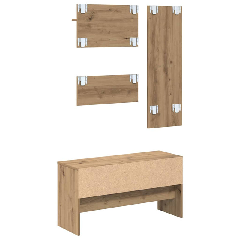 vidaXL Hallway Furniture Set 4 pcs Black oak 90 x 31 x 46.5 cm