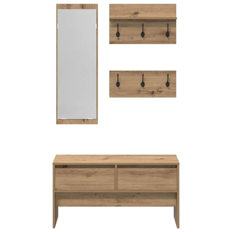 vidaXL Hallway Furniture Set 4 pcs Black oak 90 x 31 x 46.5 cm