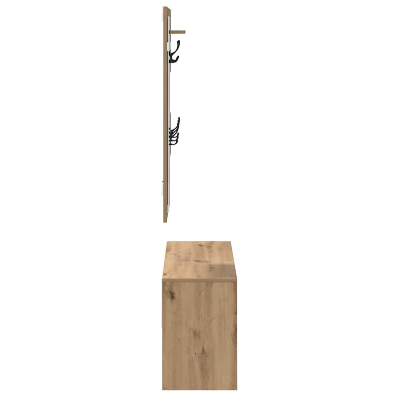 vidaXL Hallway Furniture Set 4 pcs Black oak 90 x 31 x 46.5 cm