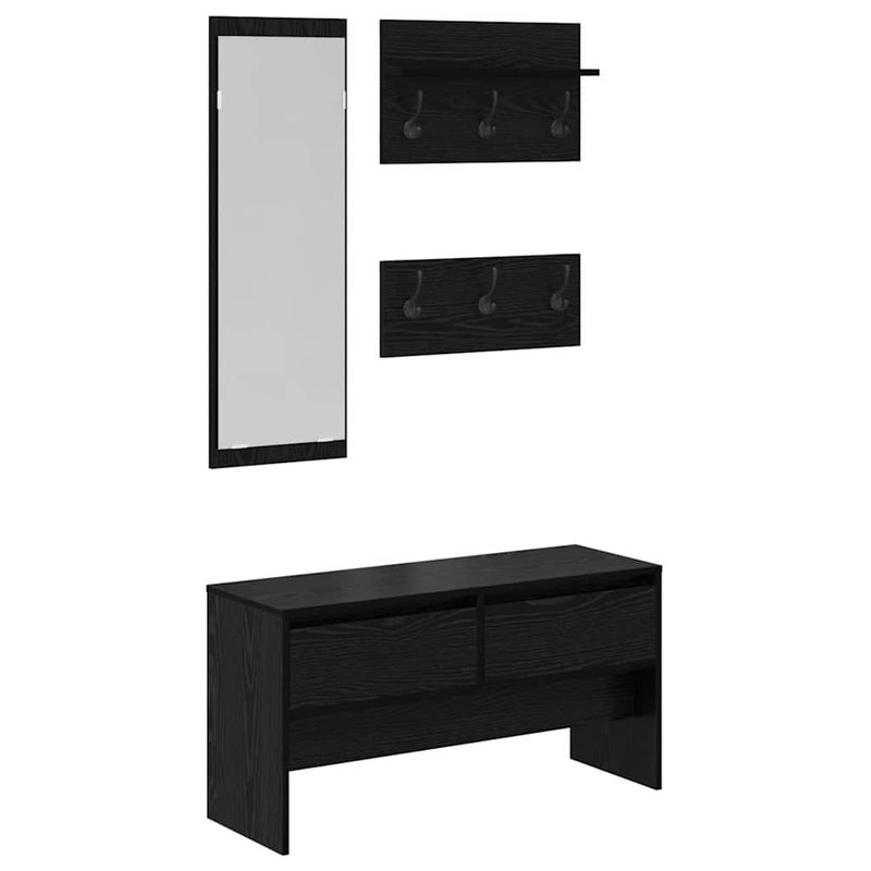 vidaXL Hallway Furniture Set 4 pcs Black Oak Engineered Wood