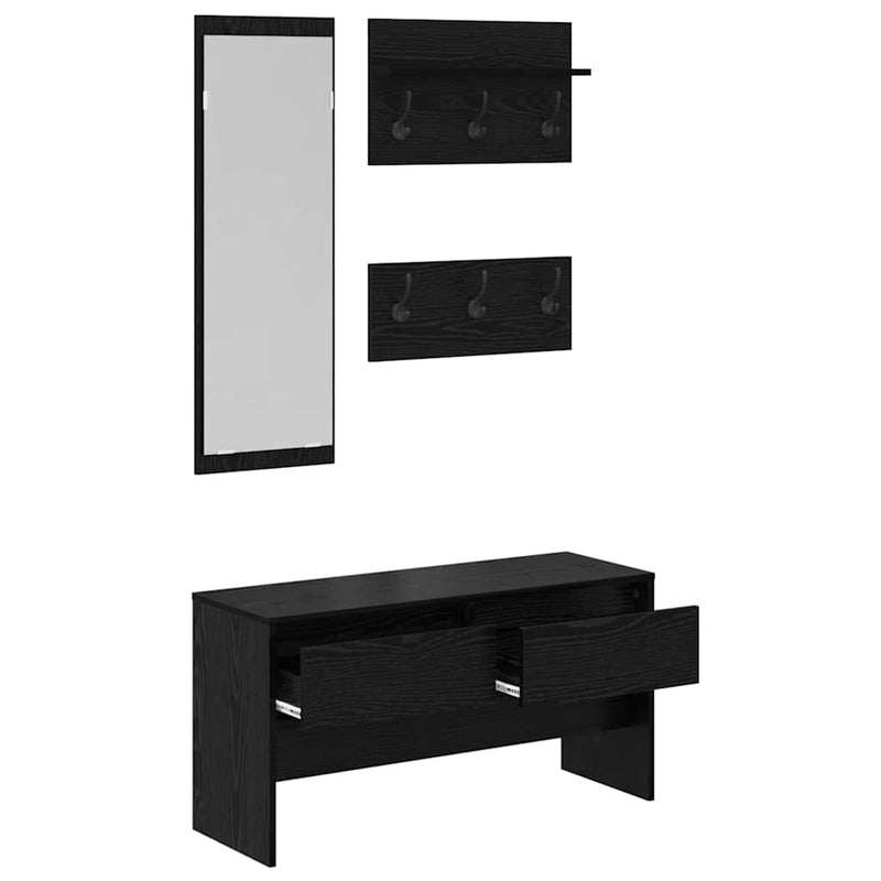 vidaXL Hallway Furniture Set 4 pcs Old Wood 90 x 31 x 46.5 cm