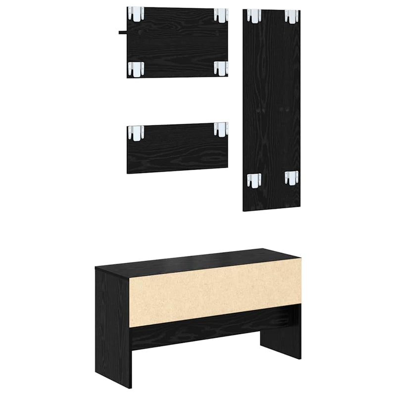 vidaXL Hallway Furniture Set 4 pcs Black Oak Engineered Wood