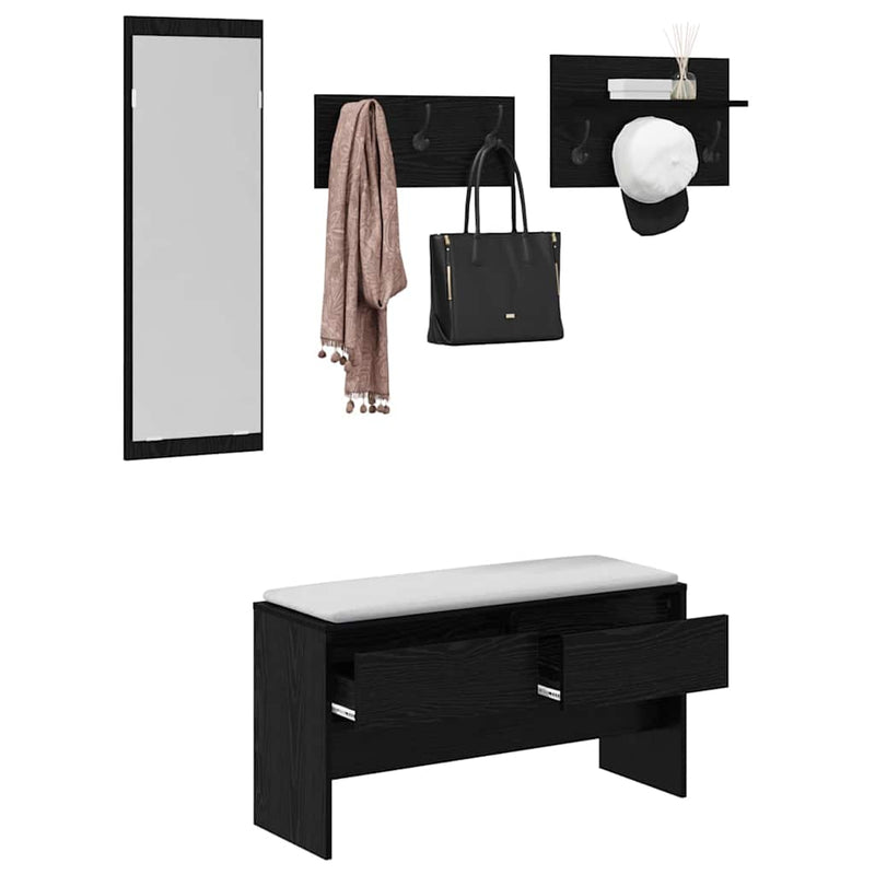 vidaXL Hallway Furniture Set 4 pcs Old Wood 90 x 31 x 46.5 cm
