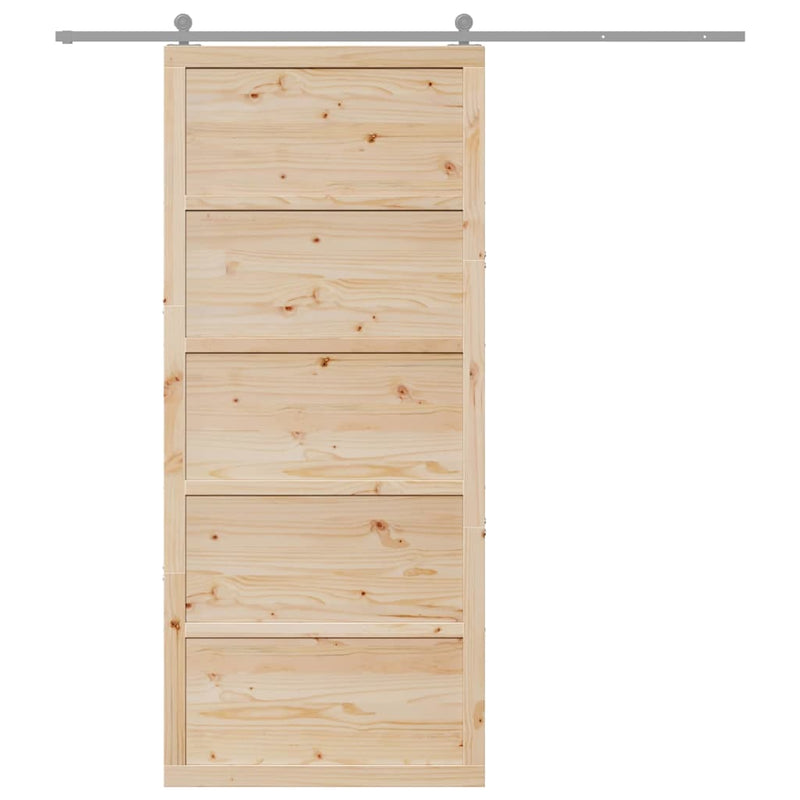 vidaXL Barn Door Natural 80 x 208 cm Solid Pine wood