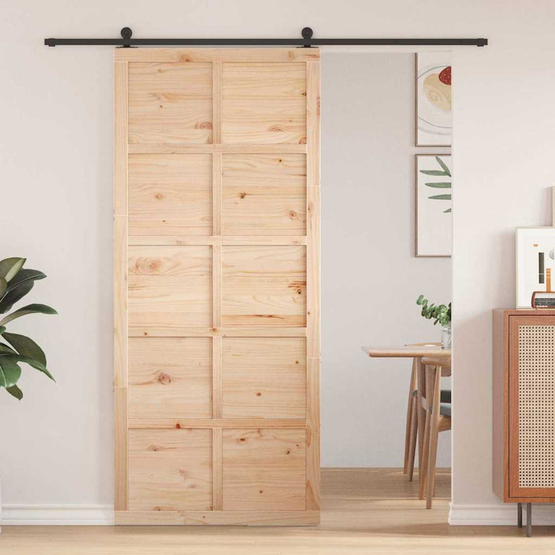 vidaXL Barn Door Brown 80 x 210 cm Solid pine wood
