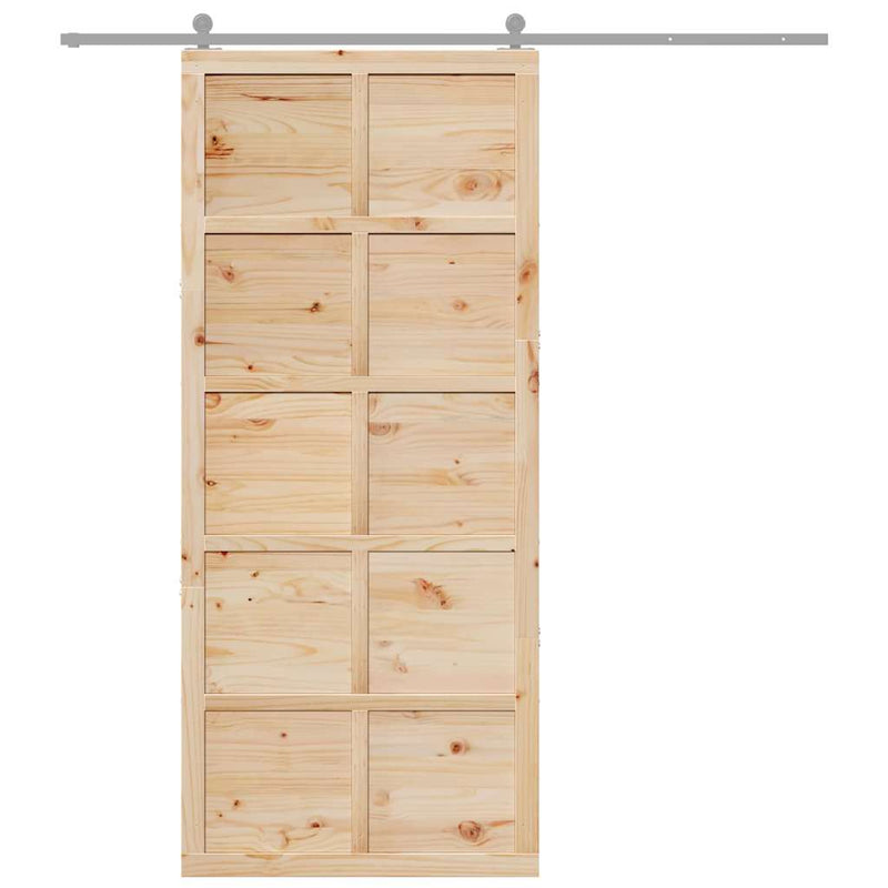 vidaXL Barn Door Brown 80 x 210 cm Solid pine wood