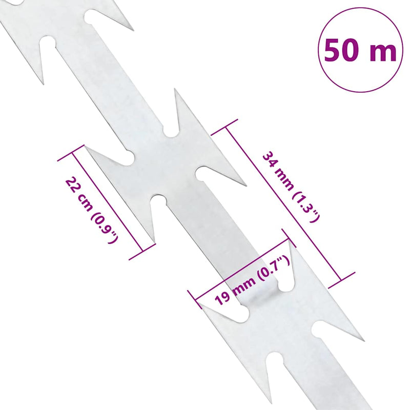 vidaXL Razor Wire Silver 5000 x 1,9 cm Galvanised steel