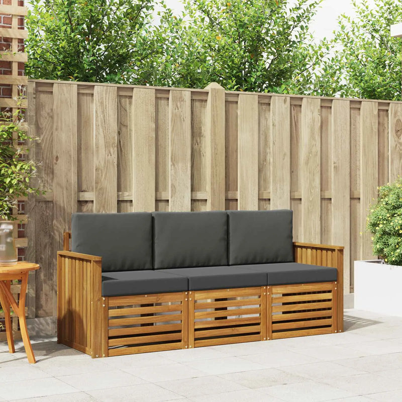 Sofa Sets 3 pcs Natural and Anthracite Solid Acacia Wood