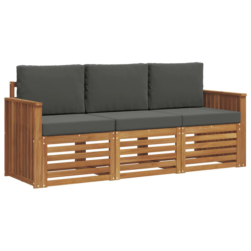 Sofa Sets 3 pcs Natural and Anthracite Solid Acacia Wood