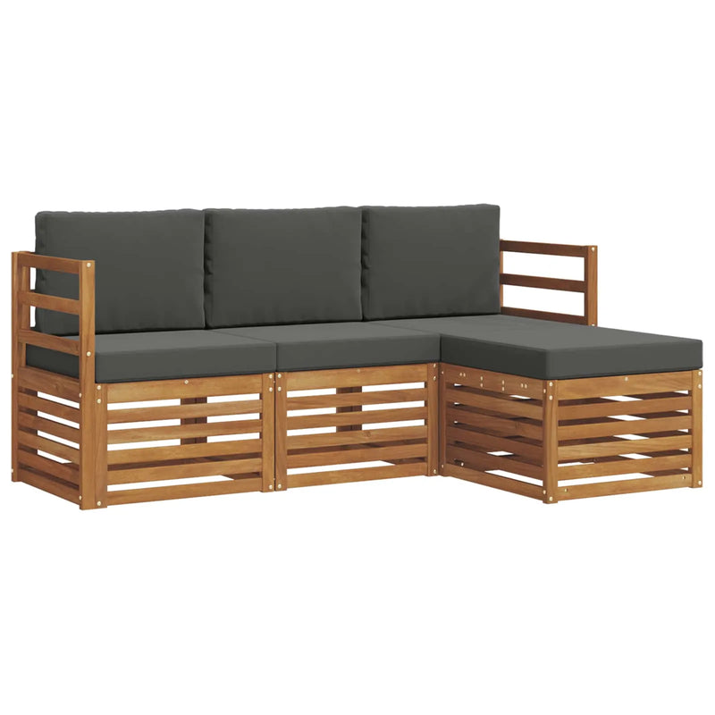 Outdoor Sofa Set with Cushion 4 pcs Natural and Anthracite