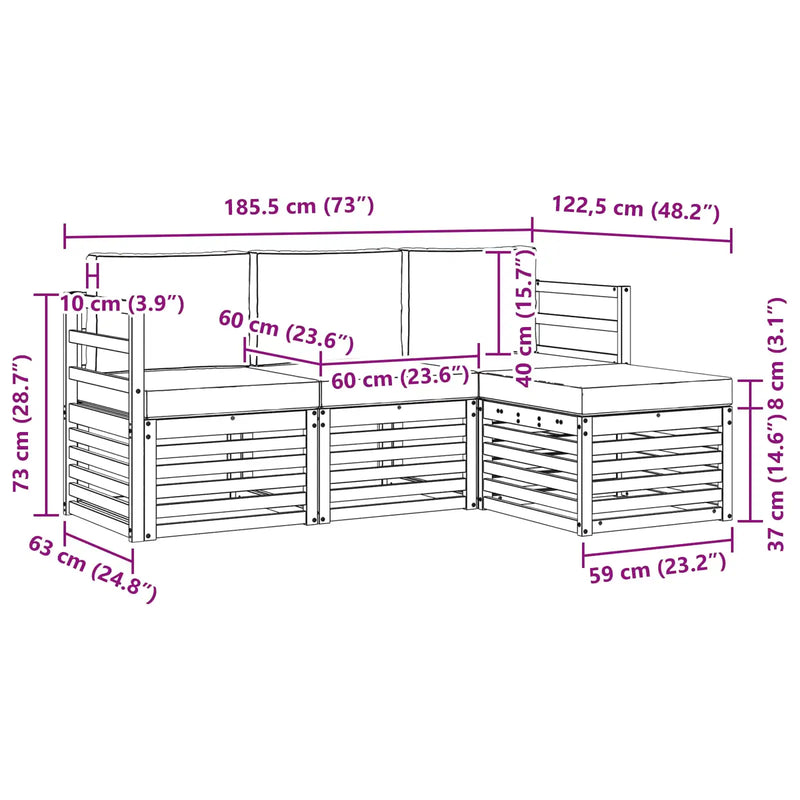 Outdoor Sofa Set with Cushion 4 pcs Natural and Anthracite