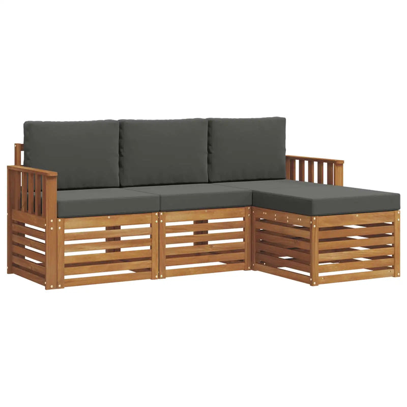Outdoor Sofa Set with Cushion 4 pcs Natural and Anthracite
