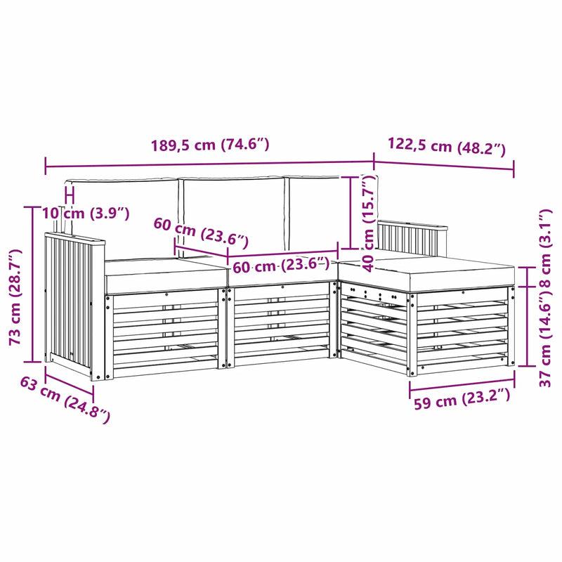 Outdoor Sofa Set with Cushion 4 pcs Natural and Anthracite