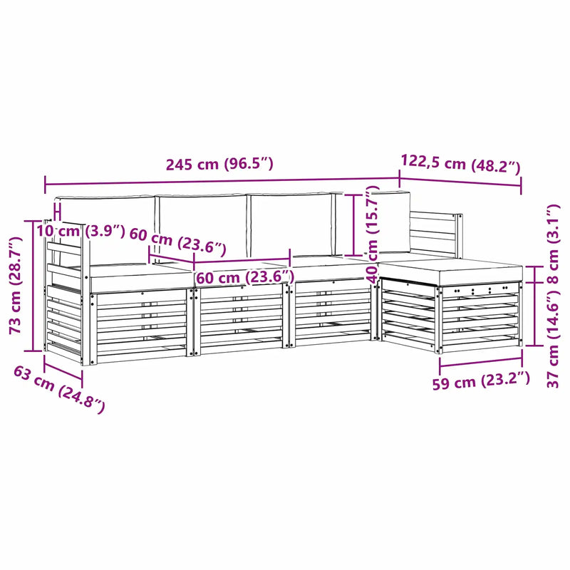 Outdoor Sofa Set with Cushion 5 pcs Natural and Anthracite