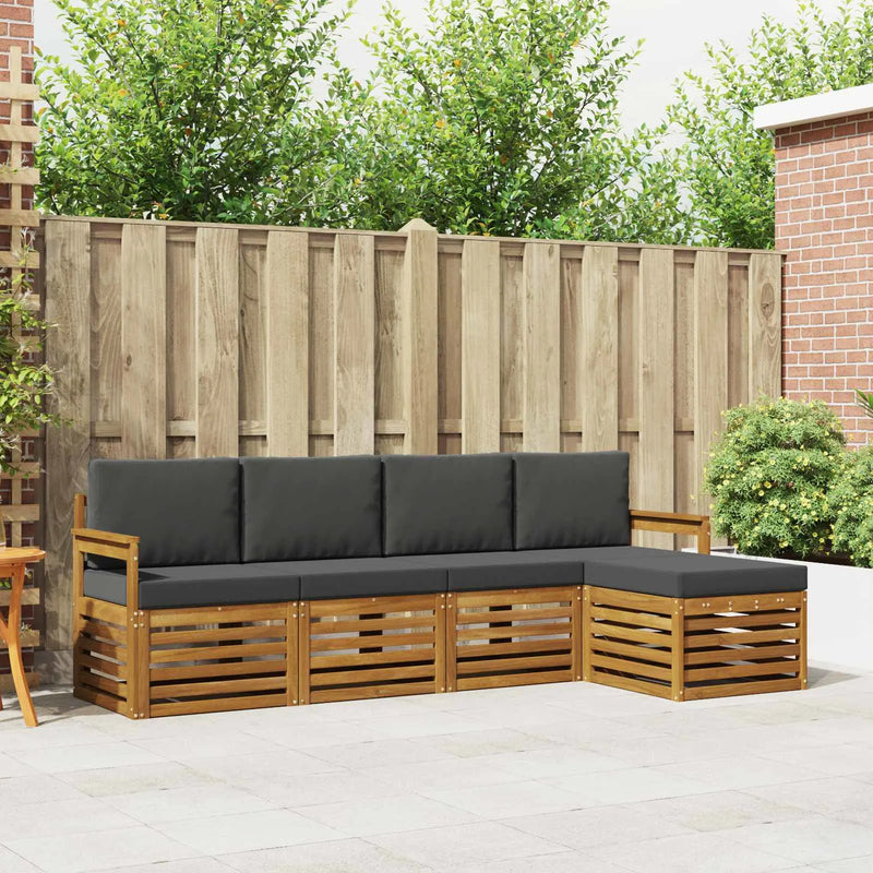 Outdoor Sofa Set with Cushion 5 pcs Natural and Anthracite