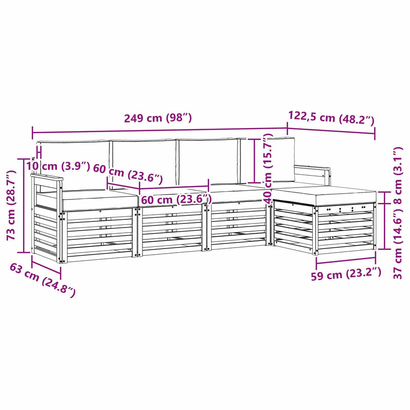 Outdoor Sofa Set with Cushion 5 pcs Natural and Anthracite