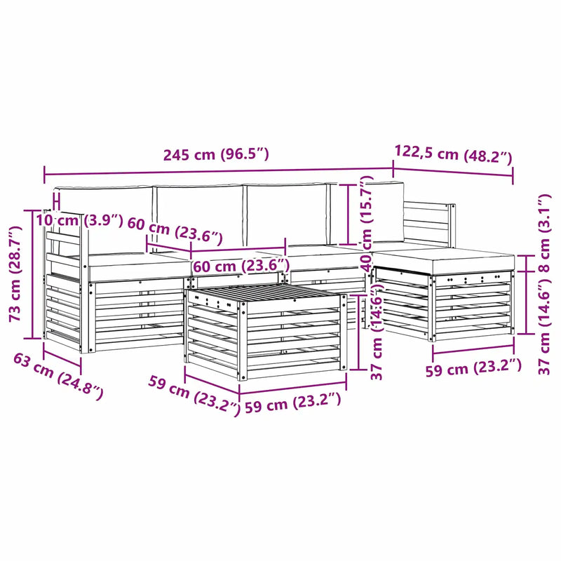 Outdoor Sofa Set with Cushion 6 pcs Natural and Anthracite