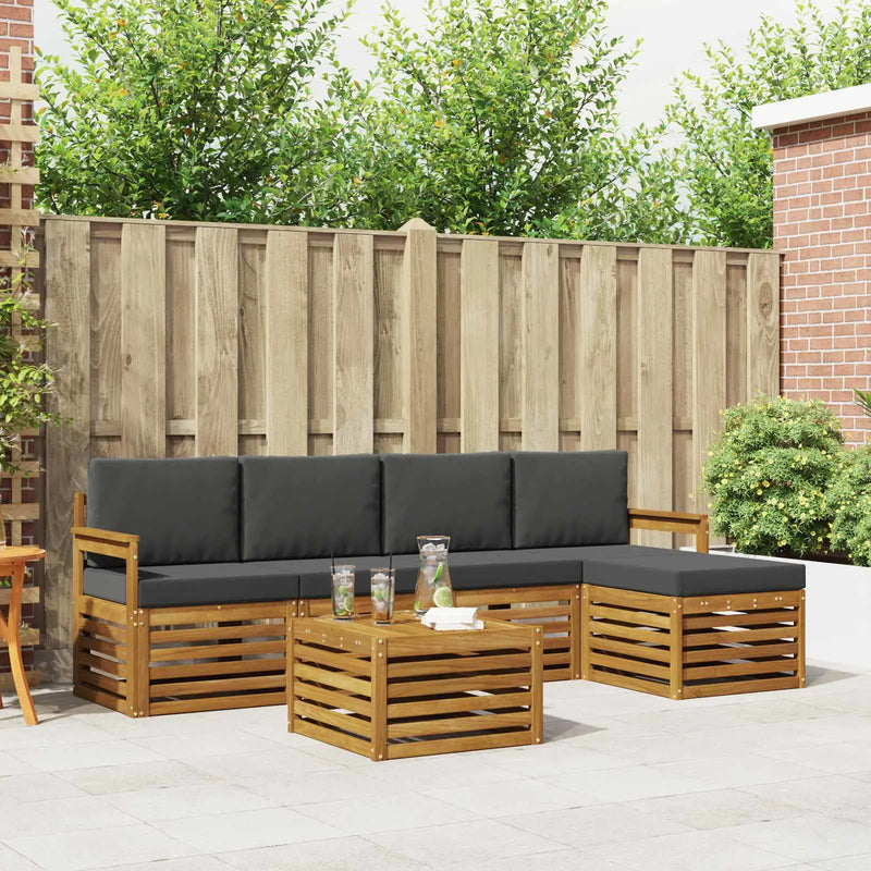 Outdoor Sofa Set with Cushion 6 pcs Natural and Anthracite