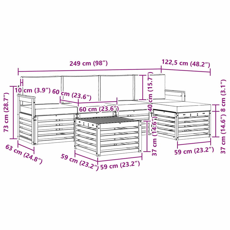 Outdoor Sofa Set with Cushion 6 pcs Natural and Anthracite