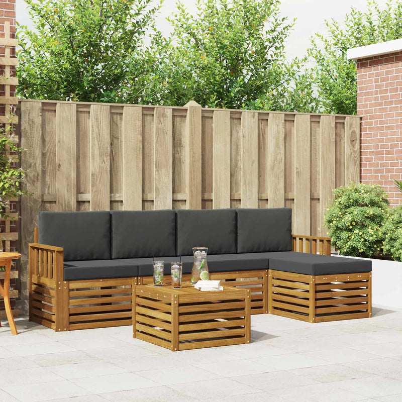 Outdoor Sofa Set with Cushion 6 pcs Natural and Anthracite