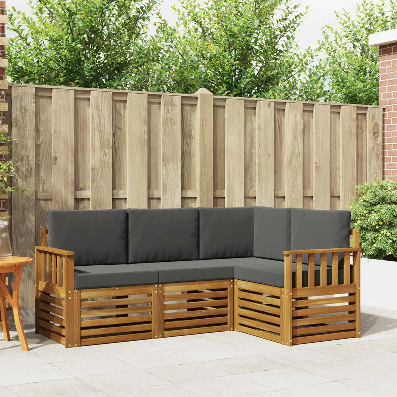 Sofa Sets 4 pcs Natural and Anthracite Solid Acacia Wood