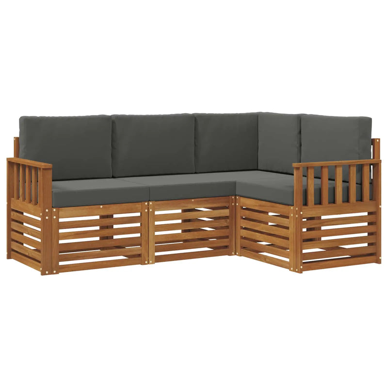 Sofa Sets 4 pcs Natural and Anthracite Solid Acacia Wood
