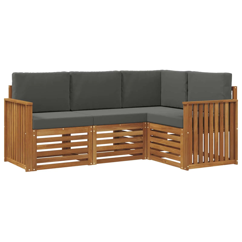 Sofa Sets 4 pcs Natural and Anthracite Solid Acacia Wood