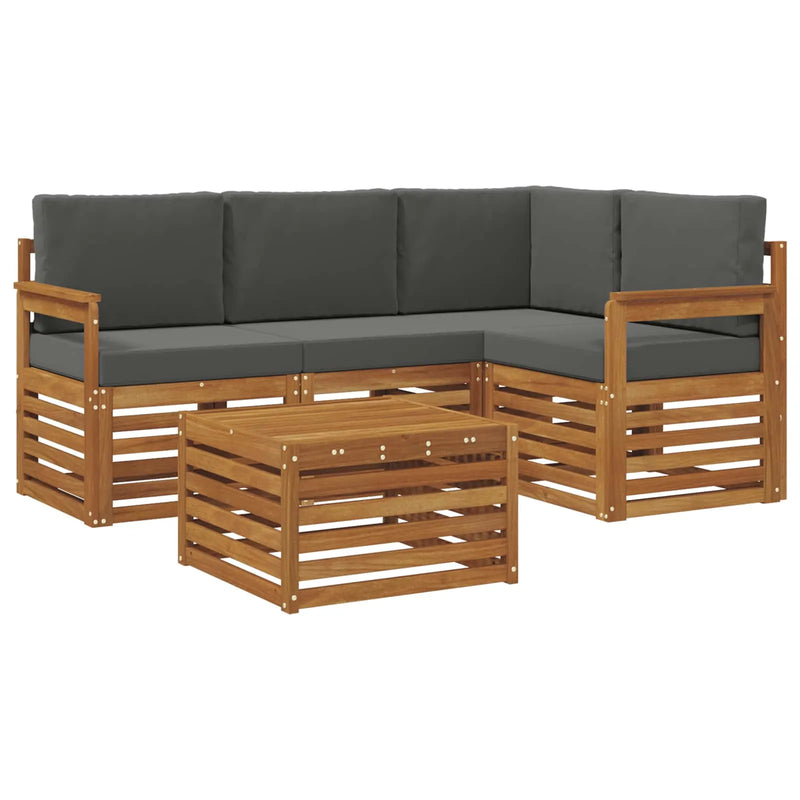 Outdoor Sofa Set with Cushion 5 pcs Natural and Anthracite