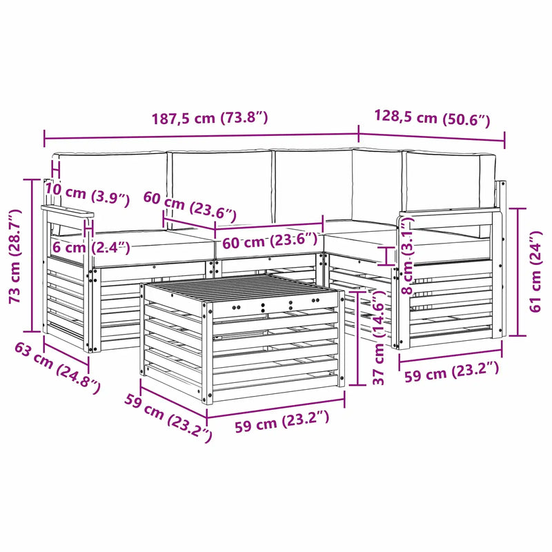 Outdoor Sofa Set with Cushion 5 pcs Natural and Anthracite