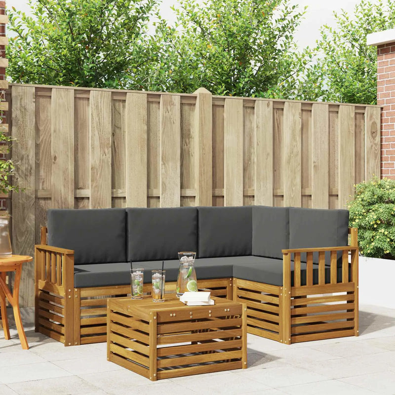 Outdoor Sofa Set with Cushion 5 pcs Natural and Anthracite