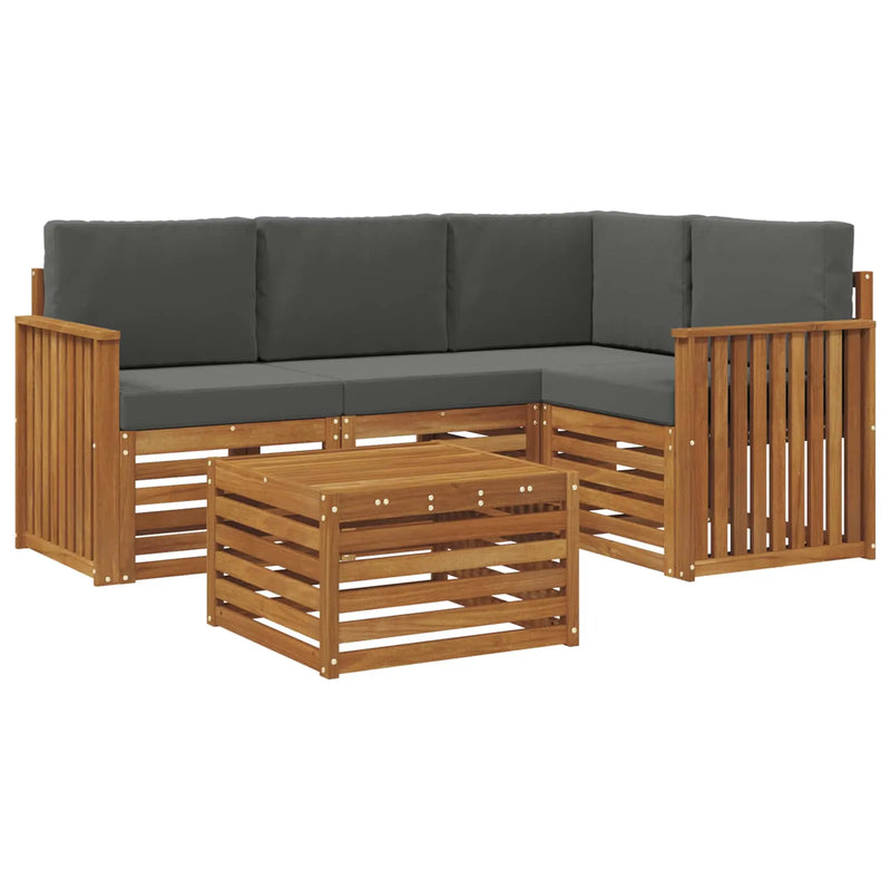 Outdoor Sofa Set with Cushion 5 pcs Natural and Anthracite
