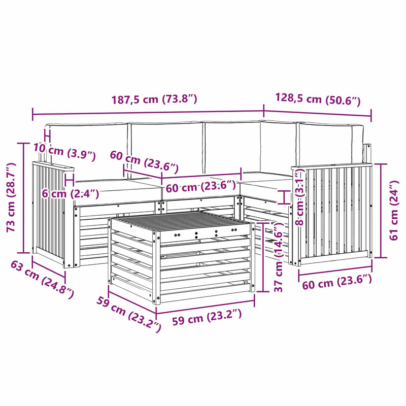 Outdoor Sofa Set with Cushion 5 pcs Natural and Anthracite