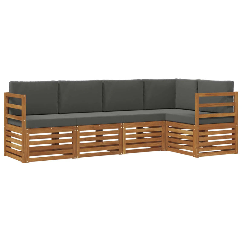 Sectional Sofa Set with Cushion 5 pcs Natural and Anthracite
